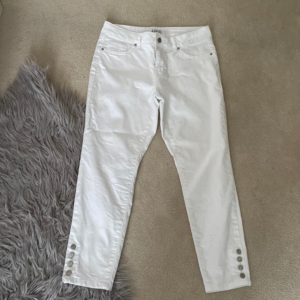 d. jeans White Jeans with Ankle Buttons